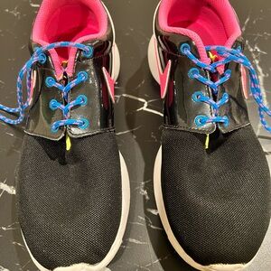 Nike Black and Pink Athletic Shoes with Blue Laces